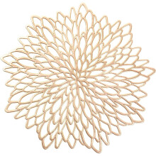 6PCS Pvc Placemats Leaf Place Mats Washable Heat Resistant Table Mats For Kitchen Dining Table Wedding Gold