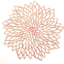 6PCS Pvc Placemats Leaf Place Mats Washable Heat Resistant Table Mats For Kitchen Dining Table Wedding Rose Gold
