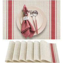 6PCS Table Mats Heat Resistant Non-Slip Woven Insulation Placemats, Washable Durable Table Mats For Kitchen Dinning Restaurant Red