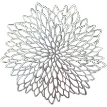 6PCS Pvc Placemats Leaf Place Mats Washable Heat Resistant Table Mats For Kitchen Dining Table Wedding Silver