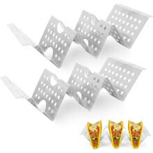2 Pieces Taco Holder ,Stainless Steel Taco Tray, Food Rack Taco Rack,Wave Taco Rack,Taco Stand Taco Tray Holds Up To 3 Tacos