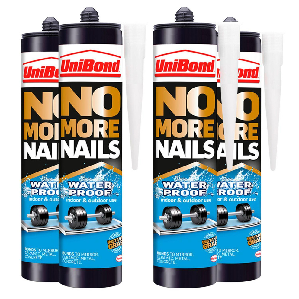UniBond No More Nails Indoor & Outdoor Waterproof Cartridge 450g, 4Pk