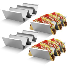 4 Pack Taco Holder Stainless Steel Taco Stand Rack Tortilla Holder Taco Tray Holds Up To 3 Tacos For Home And Restaurant