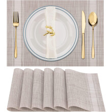 6PCS Table Mats Heat Resistant Non-Slip Woven Insulation Placemats, Washable Durable Table Mats For Kitchen Dinning Restaurant
