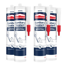 UniBond Mould Resistant Sanitary Sealant Cartridge White 274 g, 4 Pack