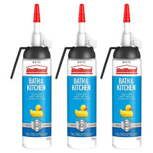 UniBond Mould Resistant Bath & Kitchen Silicone Sealant White, 104g, 3pk