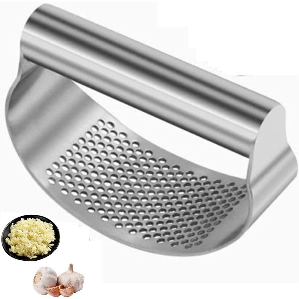 Yao96266 Garlic Press Stainless Steel Garlic Crusher Presser Ginger Grater Chopper Easy Clean