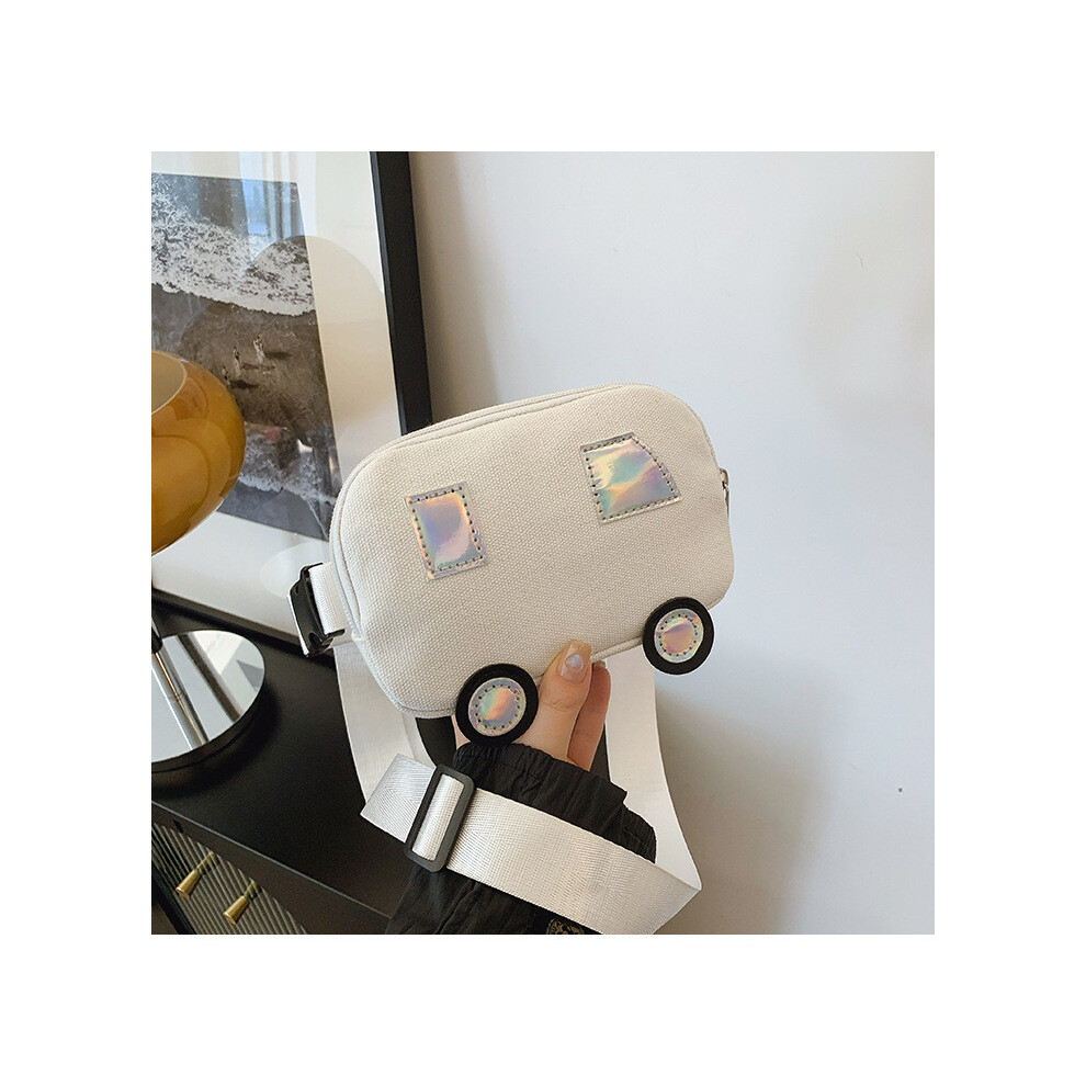 (White) Letter Geometric Fashionable Car Design Children Chest Bag Canvas Shoulder Bag-image-OPC-PH82HWM-NEW