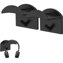 2 Pieces Headphone Holder, No Drilling Required Silica Gel Headphone Holder, with Hook Headphone Holder, Black