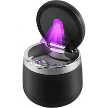 Ashtray Portable Car Ashtray, Smokeless Ashtray with Lid, Mini Car Trash Can Cigar Ashtray with LED Light Cylinder Cup