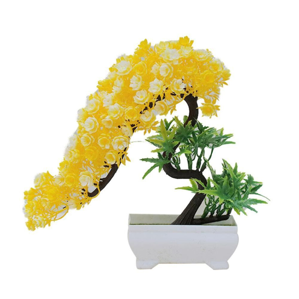 (yellow) Blooming Bouquet Flower Plant Tree Potted Bonsai Office Garden Party Desktop Ornament