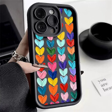 (1, For iPhone 11Pro Max) Oil Painting Love Silicone Phone Case for IPhone 11 12 13 14 15