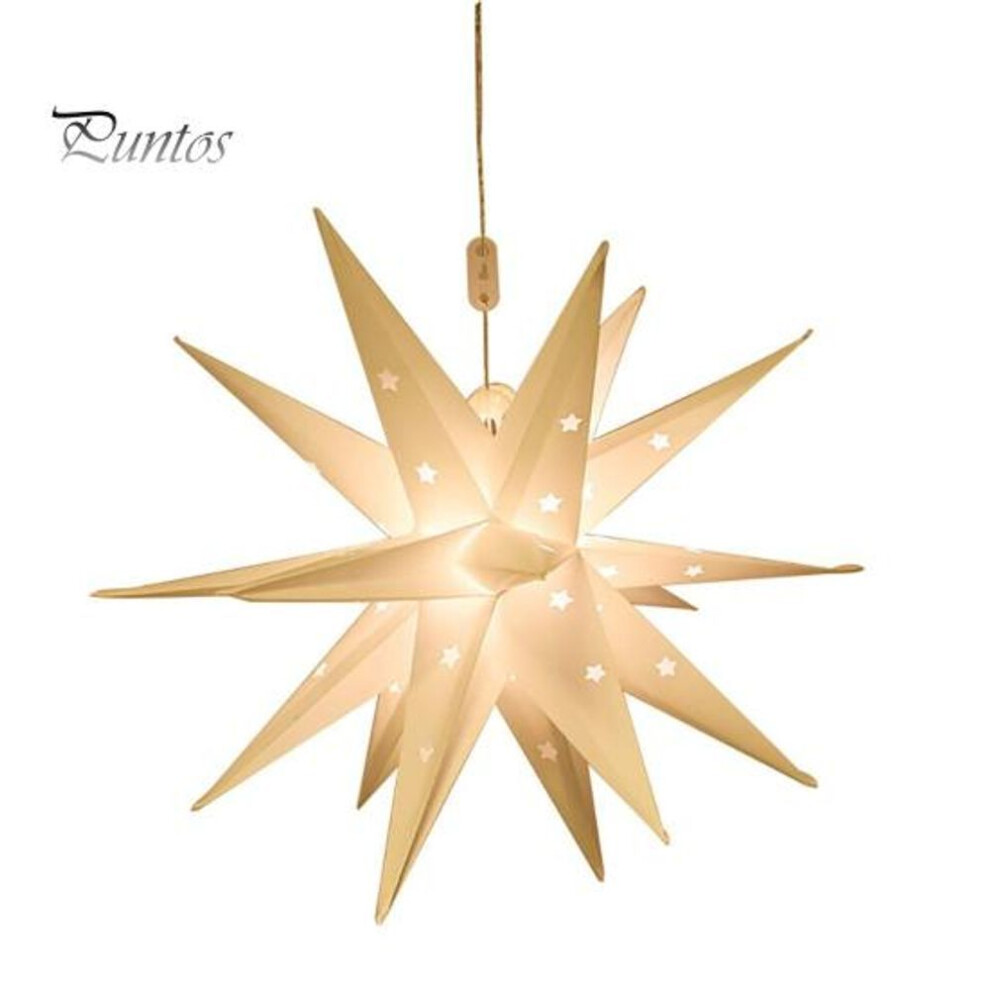 (as the picture, 35cm) 18-Pointed Star Christmas Lights Hanging Decorations Soft Glow IP44 Waterproof LED Lamp Outdoor/Indoor Christmas Star Decor
