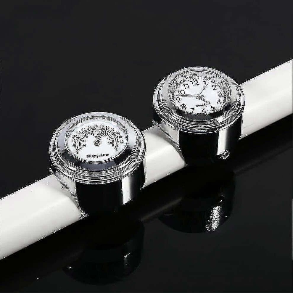 (As show, One size) Motorcycle Handlebar Watch, 7/8 &quot;waterproof Motorcycle Handlebar Mount Digital Clock And Temp Thermometer White-image-OPC-PH82V8P-NEW