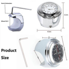 (As show, One size) Motorcycle Clock Thermometer Mount Bike Handlebar Waterproof Bicycle Night Glow Thermometer
