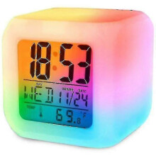 (As show, One size) Mute Luminous Colorful Color Changing Electronic Alarm Clock Digital Alarm Clock For Kids With Led [free Shipping]