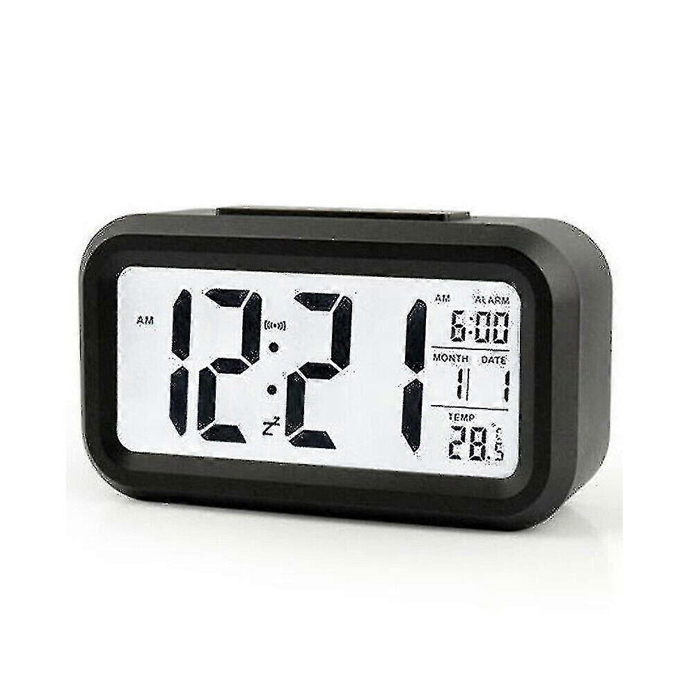 (As Show, One Size) Hmwy-(Black) Kids Battery Operated Digital Deck Alarm Clock Scd Display Backlight Calendar S Black Kikidex