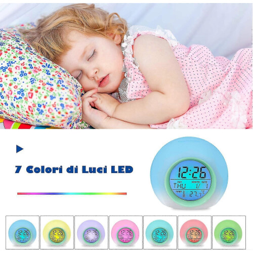(As show, One size) Digital Alarm Clock, With Alarm Clock, Sleep Timer, 7 Color Changes, 8 Ring Tones, On Button Control With Temperature 2