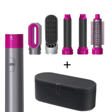 (Purple with case, UK) 5 in 1 Hairdryer Multi-function hair straightener Curling iron Curling iron with brush Hot air comb styling set Styling tools