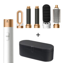 (White with case, UK) 5 in 1 Hairdryer Multi-function hair straightener Curling iron Curling iron with brush Hot air comb styling set Styling tools