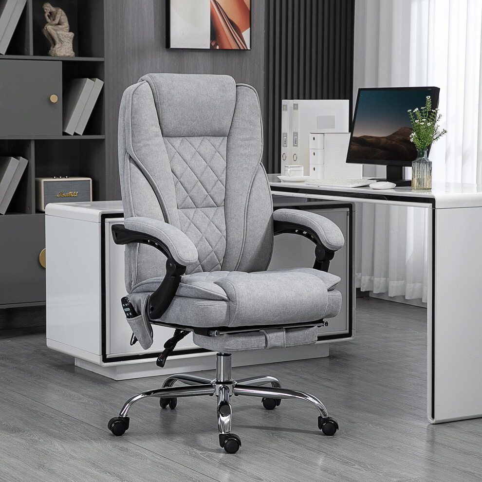 Vinsetto Massage Office Chair, Heated Reclining Desk Chair, Grey