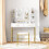 Homcom HOMCOM Makeup Vanity Desk Set with Lighted Mirror, Stool, Drawers, White 9