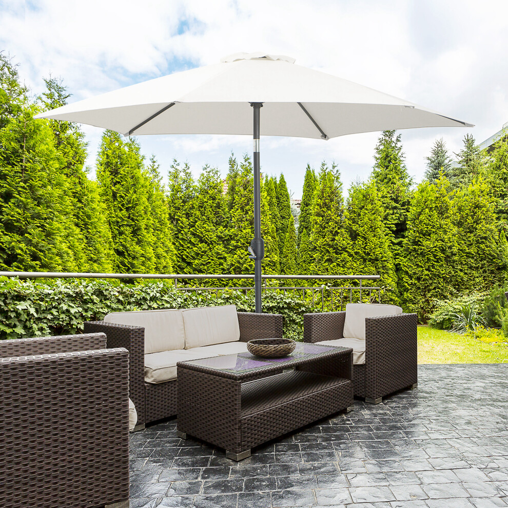 Outsunny  2.6M Patio Umbrella Parasol Sun Shade Garden Aluminium Cream White