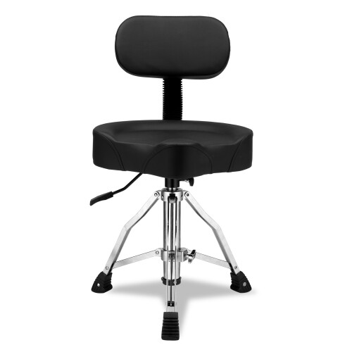 Drum Throne w/ Back Adjustable Height Hydraulic Drum Stool Seat Saddle 2