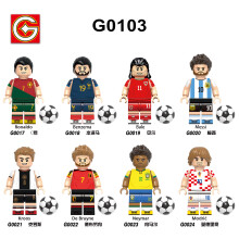 Super 8pcs Soccer Star Building Block Toy Messi Ronaldo Mini Gift Doll Figure
