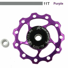 (Purple) 2PCS Derailleur Ceramic Bearing Jockey Wheels MTB 11T Bicycle Rear Road Bike