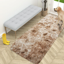 (Tye Dye Beige, 60cm x 220cm (2ft x 7ft 7")) Non Slip Shaggy Fluffy Rugs Soft Area Living Room Rug Large Bedroom Carpets
