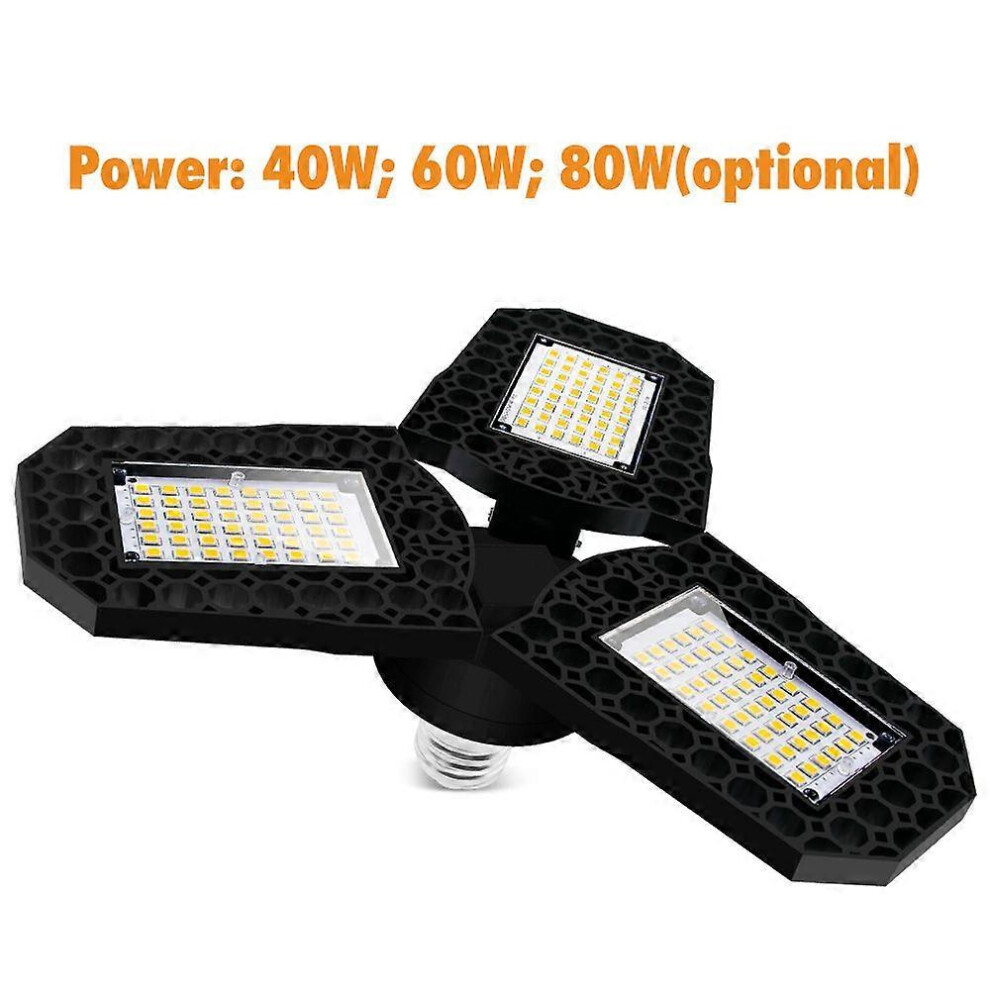 (As Show, One Size) Ac85-265V Deformable Garage Light Leds Three-Leaf Fan Blade Bulb Ceiling Lamp E27/E26 Base Lighting Angle Adjustable 6000K Dayligh 6909775978252