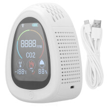 (As show, One size) Carbon Dioxide Detector Intelligent WIFI Connect Carbon Dioxide Smoke Alarm Temperature Humidity 5 I