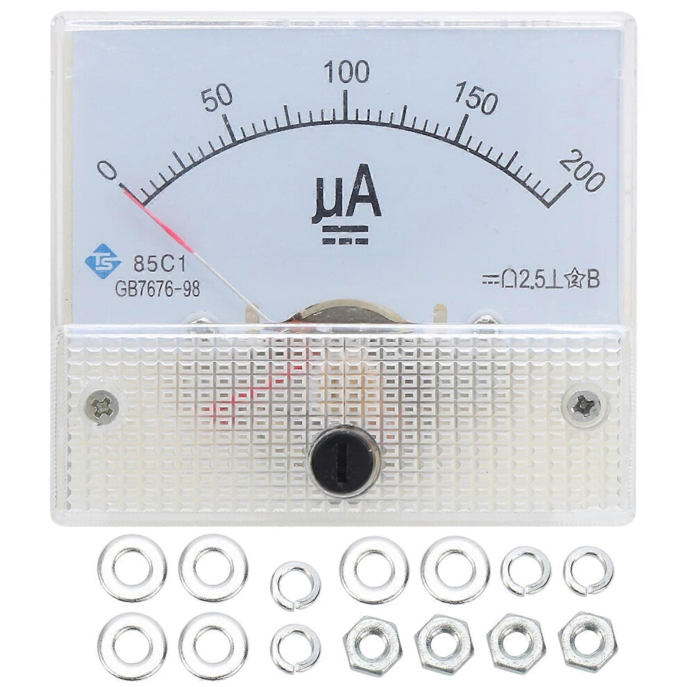 (As Show, One Size) 85C1 Dc 0~200Ua Pointer Current Meter Highaccuracy Ammeter Analog Panel Current Measuring Meter 6909775573501