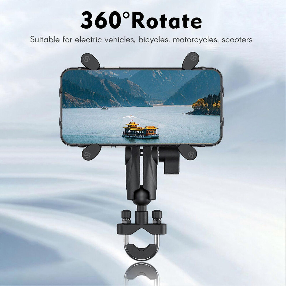 (As Show, One Size) Motorcycle Phone Mount Bike Phone Mount 360 Rotate Automatically Lock Quick Release Motorcycle Phone Holder Suitable For 3.5-7Inch 6909775980569