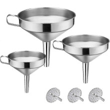 (As show, One size) Stainless Steel Funnels Compatible The Kitchen, With 3-part Sieve Filter_Gift Of G
