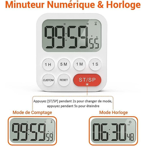 (As show, One size) Kitchen Timer, Kitchen Timer,Digital Stopwatch and Countdown Timer with Custom Mode,3 Volume Levels 2