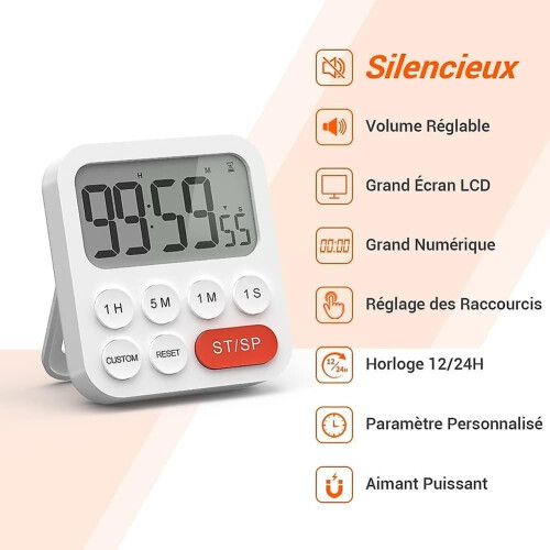 (As show, One size) Kitchen Timer, Kitchen Timer,Digital Stopwatch and Countdown Timer with Custom Mode,3 Volume Levels 1