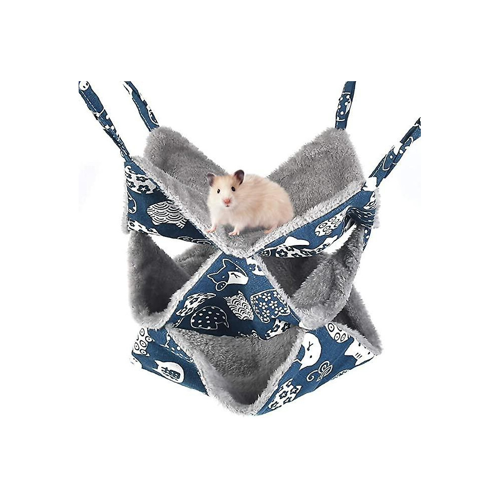 (As Show, One Size) Small Pet Hammock - Comfortable Bed For Small Animals - 3 Layers Plush Hanging Hamster - Hamster War 6909775811597