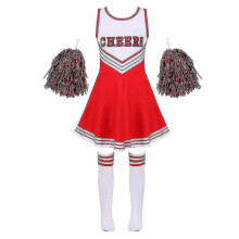 (120cm, One size) 120cm:Chomel Girls Cheerleading Uniforms Children's Dance Uniforms Red_Gift Of G