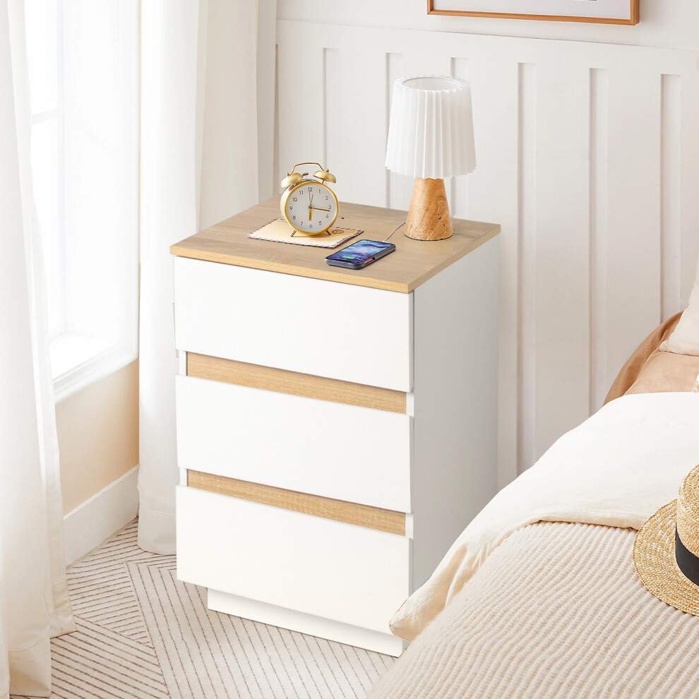 Modern Bedside Table Sofa Side Table Bedroom Nightstand w/3 Drawers