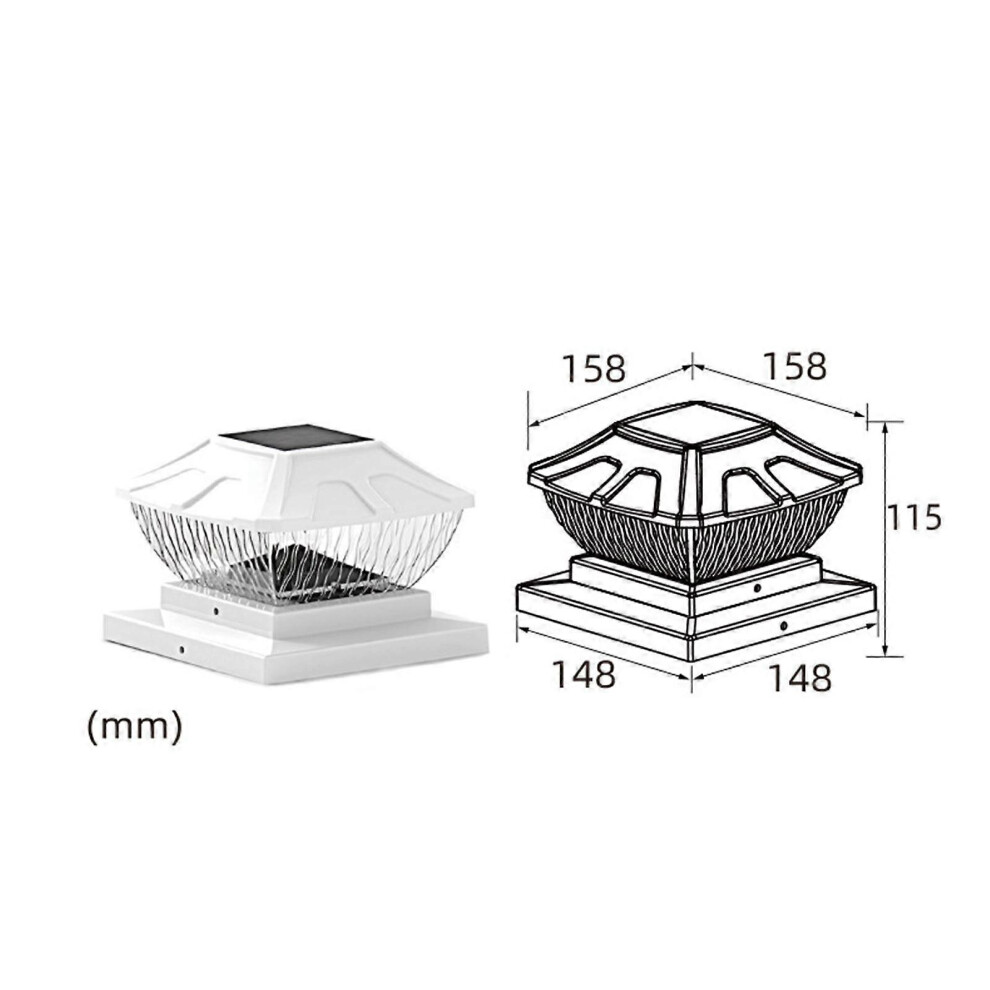 (As Show, One Size) Outdoor Waterproof Solar Pillar Light Patio Garden Fence Gate Post Light 6X6 Inch 600Mah Battery Ip65 Waterproof Rating 6909775968406
