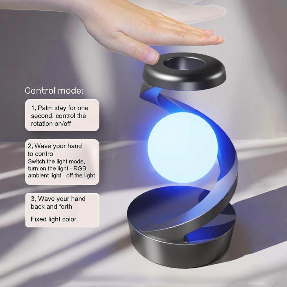 (As Show, One Size) Floating Rotating Dazzling Colorful Ambient Light Bedside Table Lamp Base Wireless Charging Wave Sensor Multiple Modes Rgb Colorfu 6909775979068