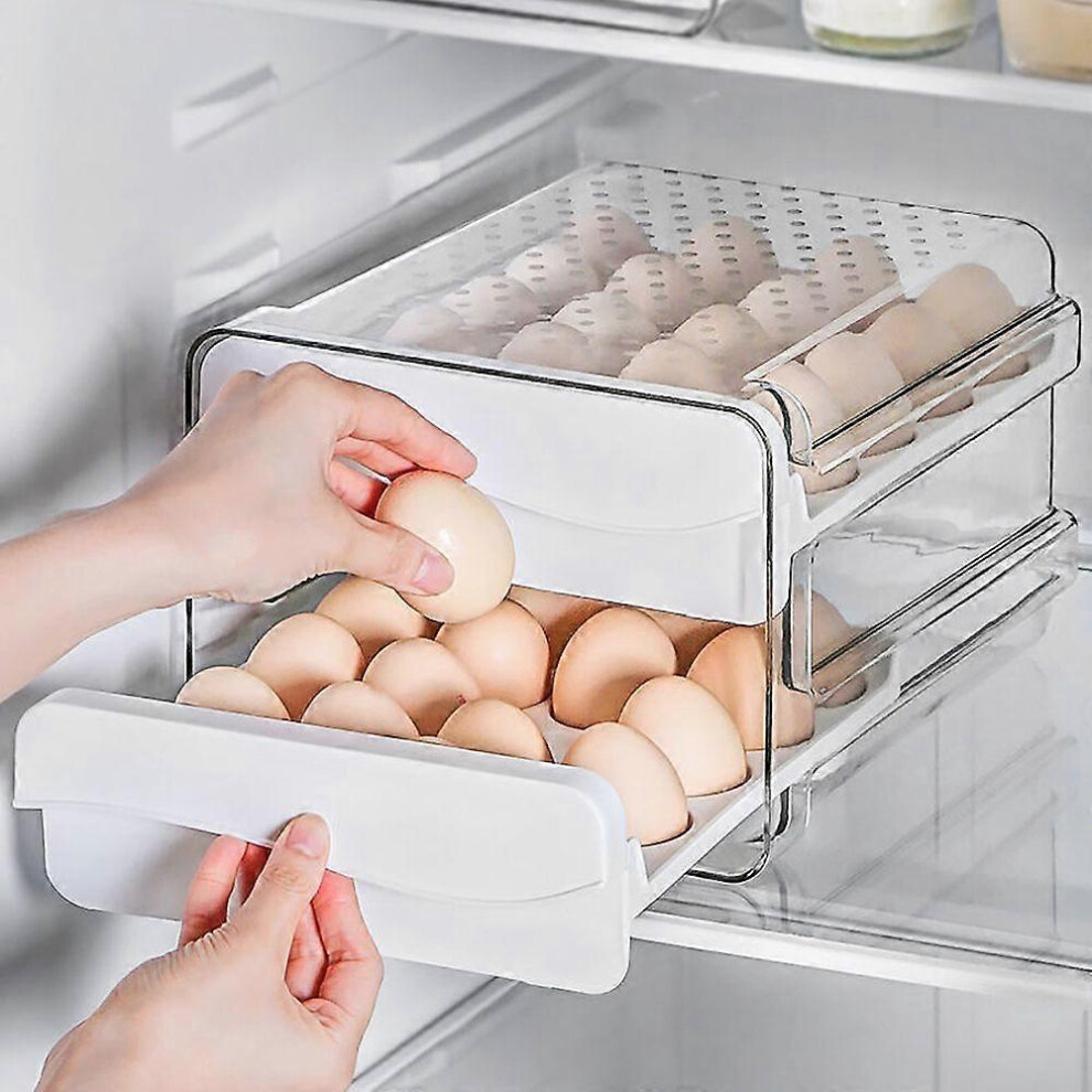 (As Show, One Size) Large Capacity Egg Holder For Fridge Egg Organizer With Lid And Handle For Refrigerator 2Pack Clear Egg Storage Tray 40 Eggs Dispe 6909775979921