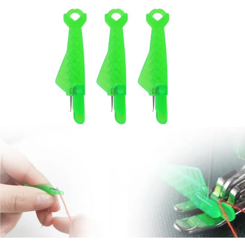 (Green-3PC) Fish Mouth Sewing Machine Needle Threader Automatic Needle Threader for Hand Sewing,Needle Threader Tool,,Sewing Thread Threading Device Machine