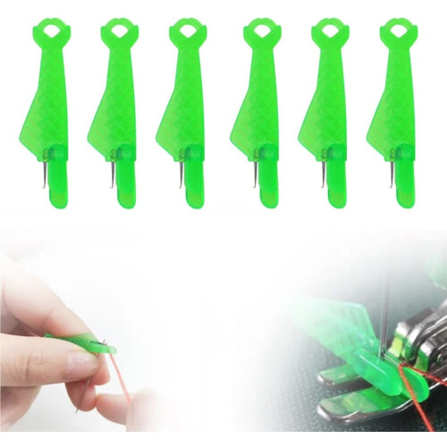 (Green-6PC) Fish Mouth Sewing Machine Needle Threader Automatic Needle Threader for Hand Sewing,Needle Threader Tool,,Sewing Thread Threading Device Machine