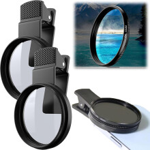 (2 Pcs) 52mm Clip-0n Cpl Phone Cameralens Filter Kit, Circular Polarizerpolarizing Filter Compatible with Mostcell Phones