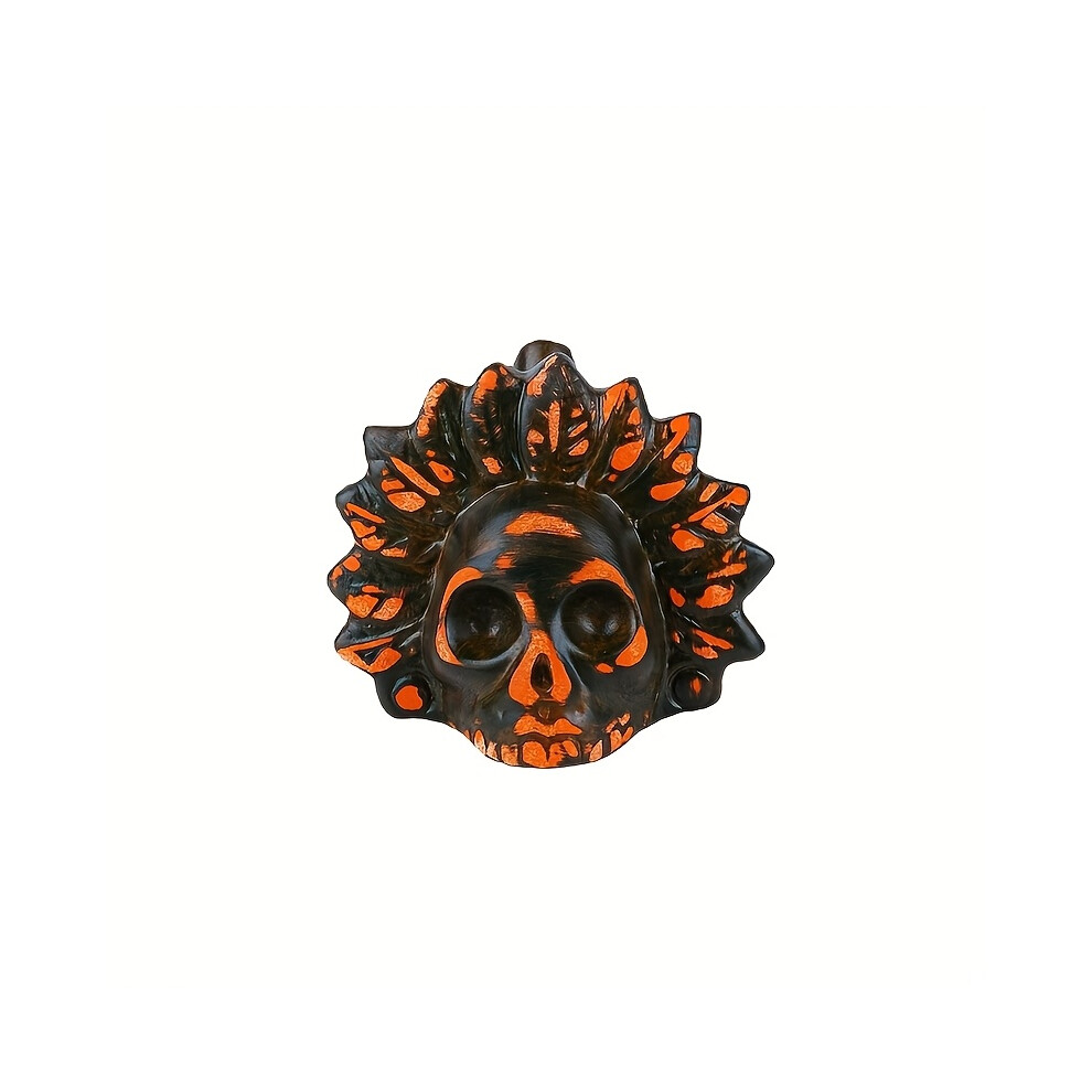 Bghone ( Black) Handmade Aztec Death Whistle - Real 125 Decibel Blood-Curdling Screams, Authentic Skull Design With Carrying Case Orange/Black