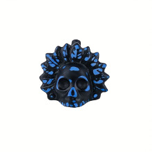 (Blue Black) Handmade Aztec Death Whistle - Real 125 Decibel Blood-Curdling Screams, Authentic Skull Design with Carrying Case