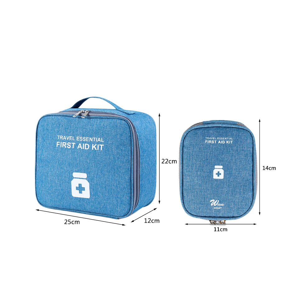 (Blue) Portable First Aid Bag for Outdoor Travel First Aid Kit Camping First Aid Medicine Container